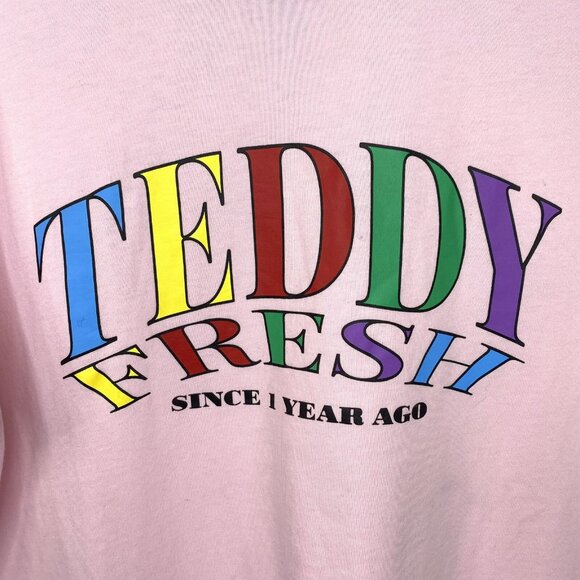 Teddy Fresh T-Shirt Size Medium Since 1 Year Ago Pink Short Sleeve Tee - Picture 3 of 4